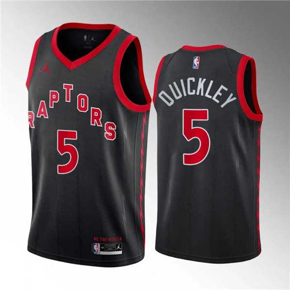 Mens Toronto Raptors #5 Immanuel Quickley Black Statement Edition Stitched Basketball Jersey Dzhi